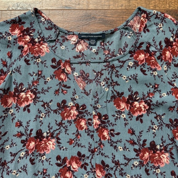 American Eagle Outfitters Women’s Boho Peplum Waist Floral Blouse Size Medium - Picture 4 of 10